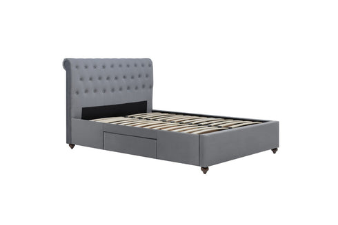 Marlow Fabric Bed Grey Velvet